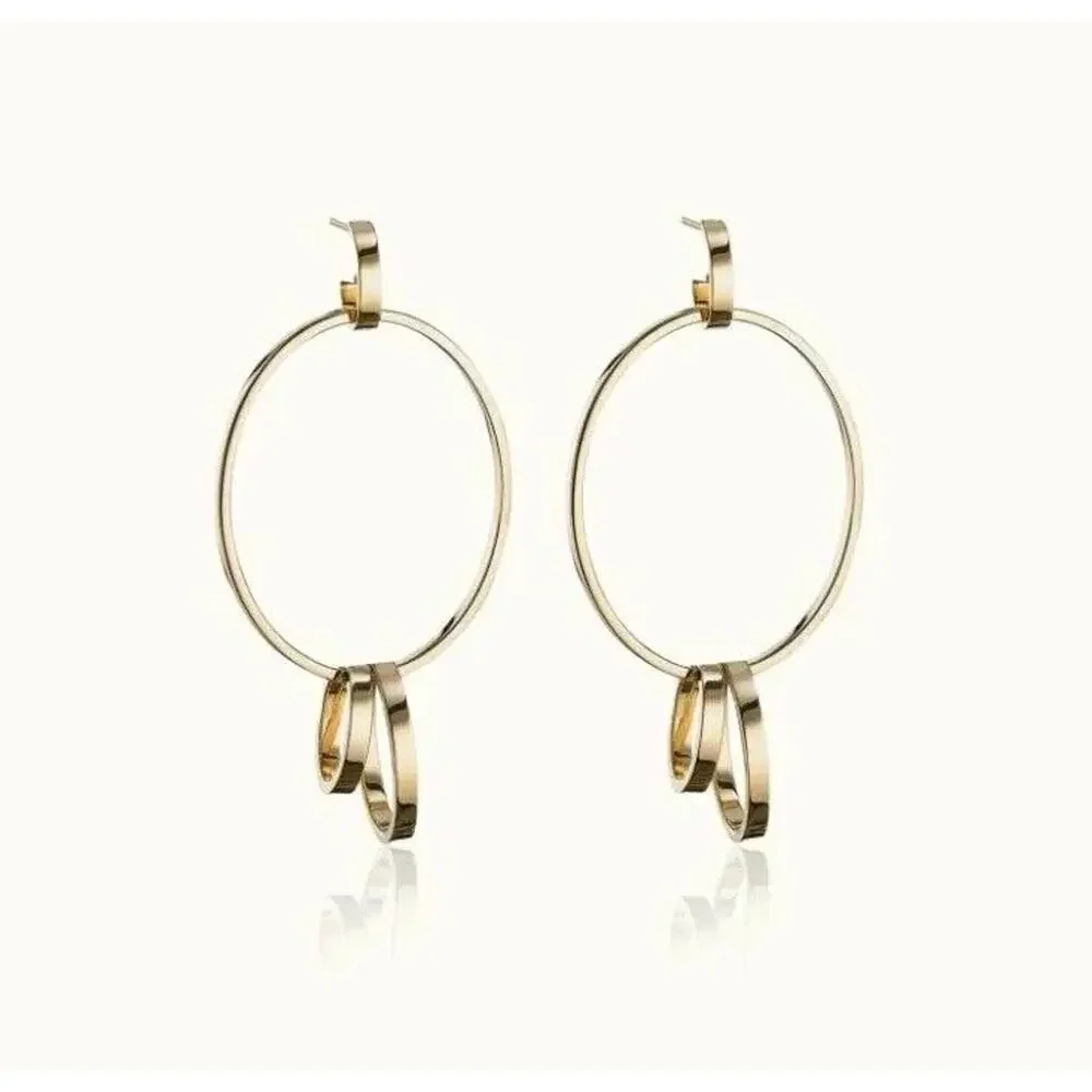 Vita Fede Cassio Earrings Gold Tone Modular Linked Hoops Adjustable‎ NWT
